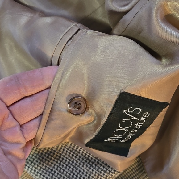 Mens 42 R Ralph Lauren Silk Wool Blend Houndstooth Suit Jacket Macys Mens Wear - Picture 11 of 13